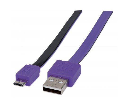 MANHATTAN CABLE PLANO USB 2.0 A MACHO - MICRO USB 2.0 B MACHO 1 METRO NEGRO-MORADO
