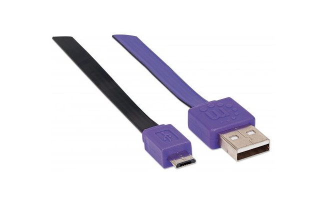 MANHATTAN CABLE PLANO USB 2.0 A MACHO - MICRO USB 2.0 B MACHO 1 METRO NEGRO-MORADO