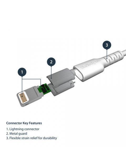 STARTECH  CABLE DE CARGA CERTIFICADO MFI LIGHTNING MACHO - USB A MACHO 1 METRO BLANCO PARA IPOD-IPHONE-IPAD