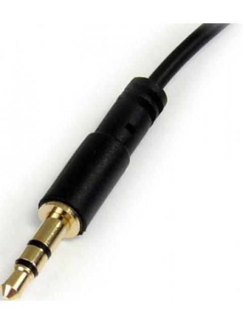 STARTECH  CABLE DELGADO DE AUDIO ESTEREO MINI JACK EN ANGULO DERECHO 3.5MM MACHO - 3.5MM MACHO 91CM NEGRO