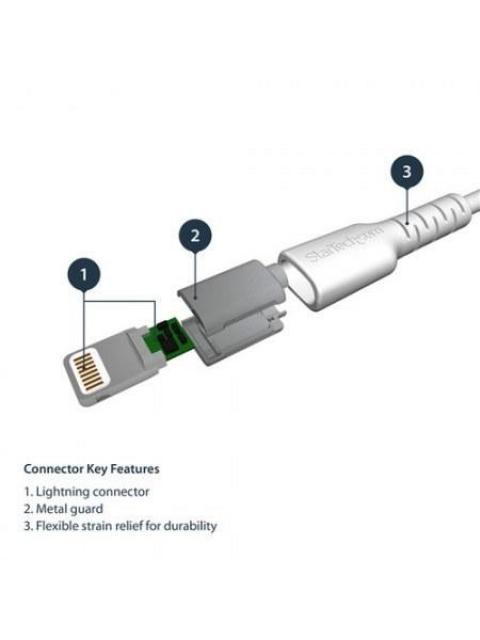 STARTECH  CABLE DE CARGA CERTIFICADO MFI LIGHTNING MACHO - USB A MACHO 2 METROS BLANCO PARA IPOD-IPHONE-IPAD