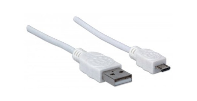 MANHATTAN CABLE PARA DISPOSITIVOS USB DE ALTA VELOCIDAD USB 2.0 A MACHO - MICRO USB 2.0 B MACHO 1 METRO BLANCO