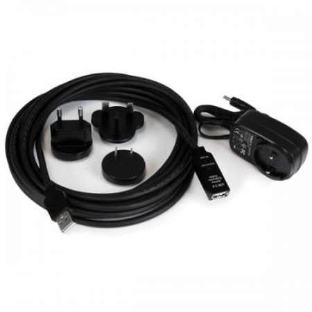 STARTECH  CABLE USB 2.0 DE EXTENSION ALARGADOR ACTIVO USB A MACHO - USB A HEMBRA 5 METROS NEGRO
