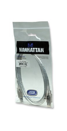 MANHATTAN CABLE DE ALTA VELOCIDAD USB 2.0 USB A MACHO - USB B MACHO 1.8 METROS PLATA