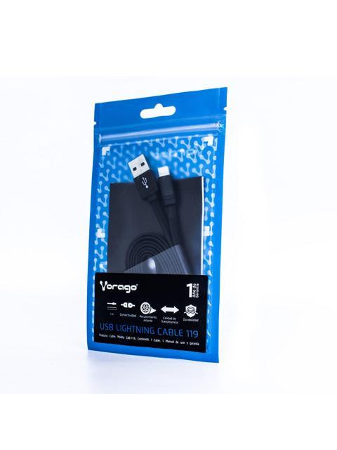 VORAGO CABLE DE CARGA LIGHTNING MACHO - USB 2.0 A MACHO 1 METRO NEGRO PARA IPHONE-IPAD-IPOD
