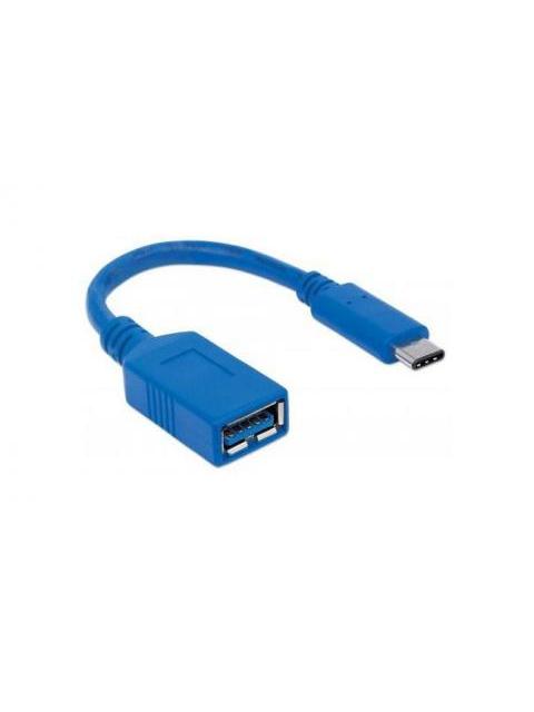 MANHATTAN CABLE USB 3.1 C MACHO - USB 3.0 A HEMBRA 15CM 3A AZUL
