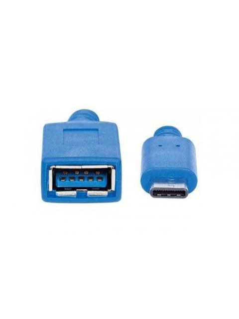 MANHATTAN CABLE USB 3.1 C MACHO - USB 3.0 A HEMBRA 15CM 3A AZUL
