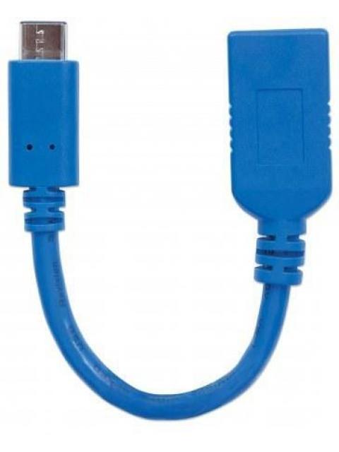 MANHATTAN CABLE USB 3.1 C MACHO - USB 3.0 A HEMBRA 15CM 3A AZUL