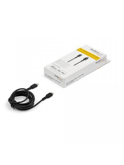 STARTECH  CABLE DE CARGA CERTIFICADO MFI LIGHTNING MACHO - USB-C MACHO 2 METROS NEGRO PARA IPOD-IPHONE-IPAD