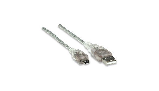 MANHATTAN CABLE USB MACHO- USB MINI MACHO 1.8 METROS TRANSPARENTE