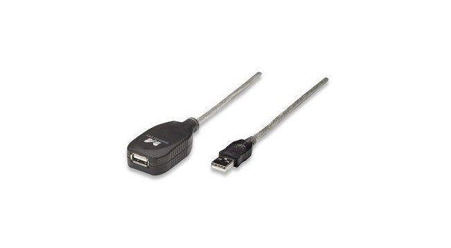 MANHATTAN CABLE USB MACHO - USB HEMBRA 5 METROS PLATA