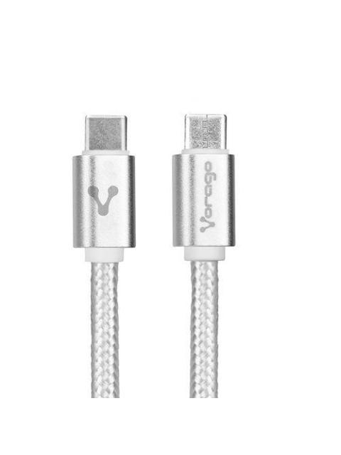 CABLE USB VORAGO USB-C MACHO - USB-C MACHO 1M BLANCO CAB-124-WH