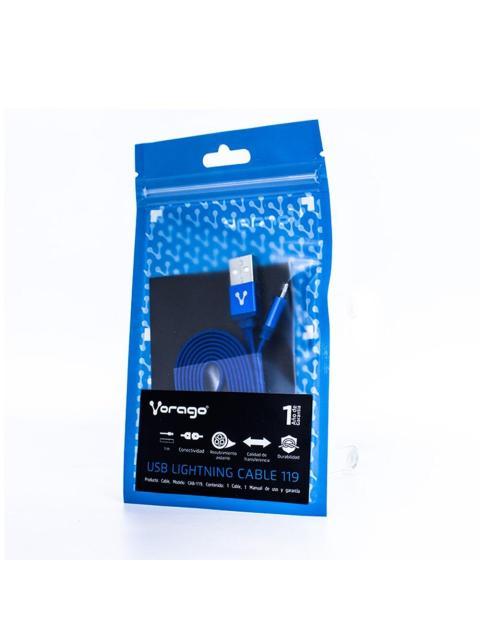 VORAGO CABLE DE CARGA USB 2.0 A MACHO - LIGHTNING MACHO 1 METRO AZUL PARA IPHONE-IPAD