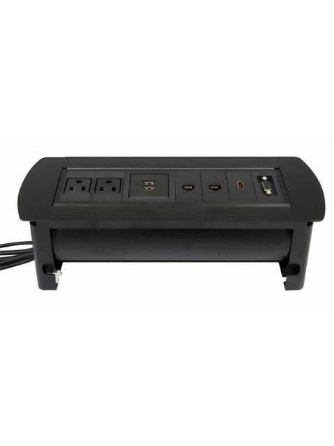 MANHATTAN CAJA PARA MESA 164856 2 PUERTOS + 2X USB NEGRO