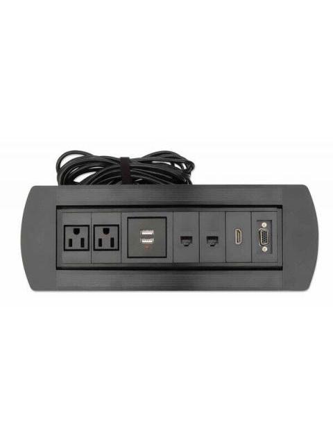 MANHATTAN CAJA PARA MESA 164856 2 PUERTOS + 2X USB NEGRO
