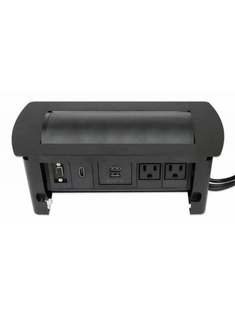 MANHATTAN CAJA PARA MESA 164832 2 PUERTOS + 2X USB NEGRO