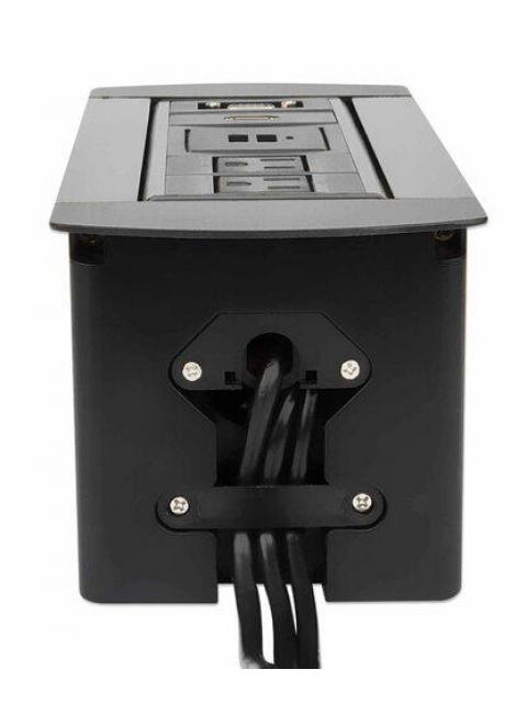 MANHATTAN CAJA PARA MESA 164832 2 PUERTOS + 2X USB NEGRO