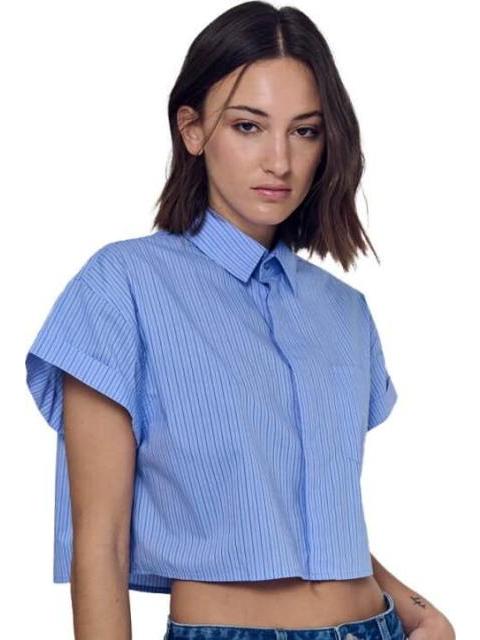 CAMISA CROP AZUL HOLLY LAND
