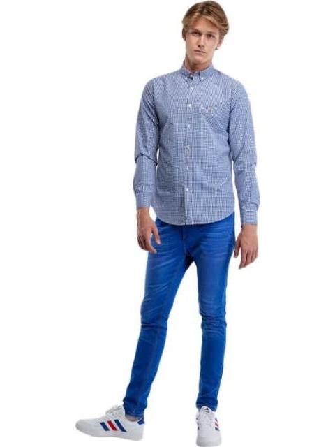 CAMISA MANGA LARGA CUADROS AZUL MARINO HPC POLO