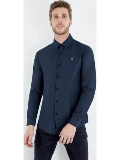 Camisa manga sales larga azul marino