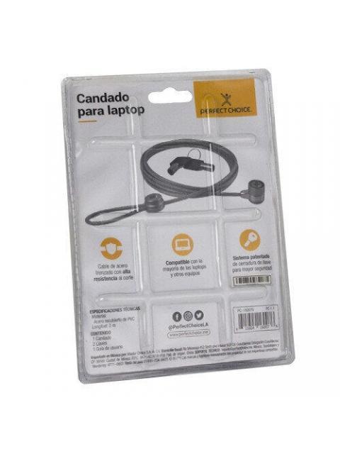 PERFECT CHOICE CANDADO DE LLAVE PARA LAPTOPS PC-160076 2 METROS GRIS