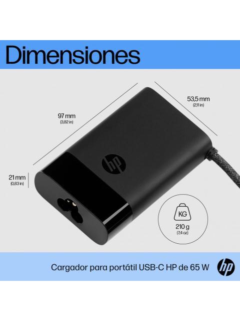CARGADOR HP USBC 65 W 671R3AA PARA LAPTOPS
