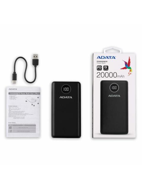CARGADOR PORTATIL ADATA P20000QCD 20.000MAH NEGRO