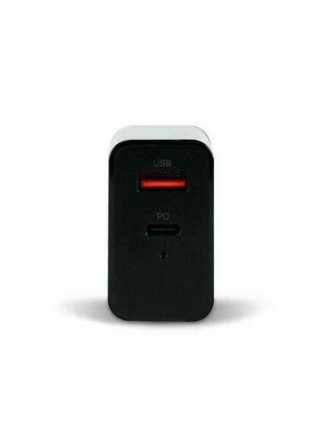 CARGADOR UNIVERSAL VORAGO QUICK CHARGE DOBLE ENTRADA USB-C - USB-A 20W NEGRO AU-350-BK