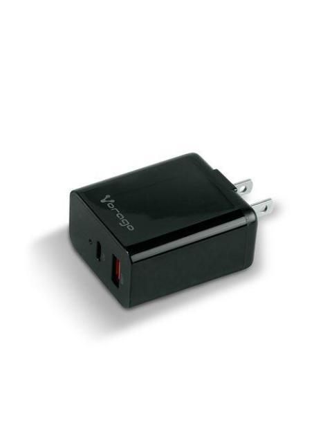 CARGADOR UNIVERSAL VORAGO QUICK CHARGE DOBLE ENTRADA USB-C - USB-A 20W NEGRO AU-350-BK