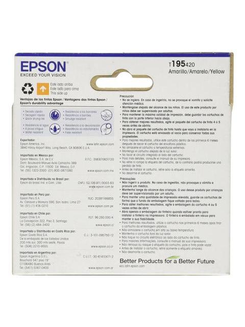 CARTUCHO EPSON 195 AMARILLO 210 PAGINAS