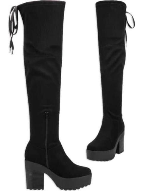 Botas negras largas ajustables deals
