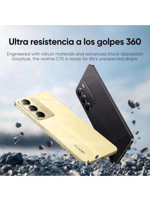 CELULAR REALME C75 DUAL SIM 256GB ROM DORADO 8GB RAM IP69 RESISTENCIA AL AGUA Y POLVO BATERIA 5828MAH 6.72 PANTALLA