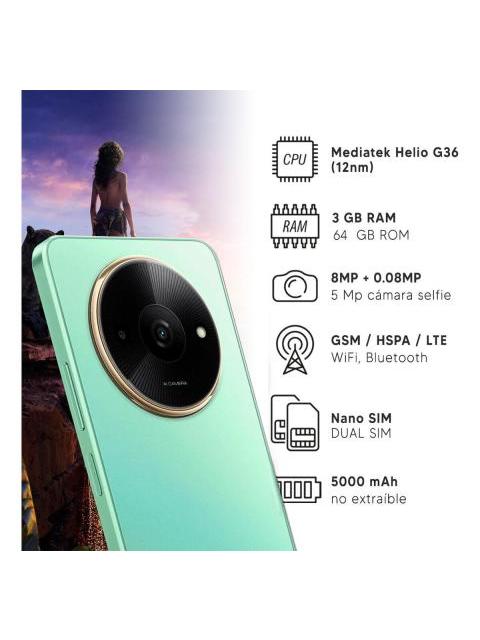 CELULAR XIAOMI REDMI A3X 3GB RAM 64GB DE ALMACENAMIENTO INTERNO VERDE CLARO