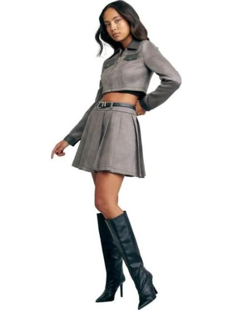 CHAMARRA CROP GAMUZA GRIS HOLLY LAND