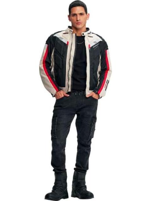 CHAMARRA MOTOCICLISMO BEIGE HARD SODA