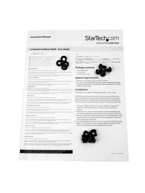 STARTECH  CHAROLA VENTILADA PARA RACK 1U HASTA 20KG NEGRO