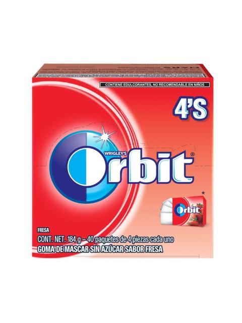 CHICLE ORBIT 4S FRESA PAQUETE CON 40 PIEZAS