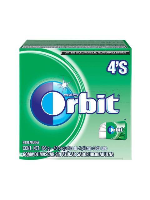 CHICLE ORBIT 4S HIERBABUENA PAQUETE CON 40 PIEZAS