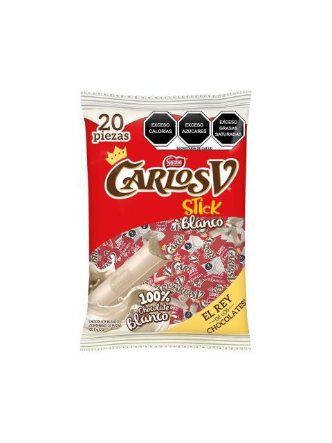 CHOCOLATE CARLOS V BLANCO STICK BOLSA CON 20 PIEZAS