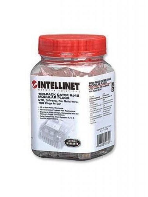 INTELLINET BOTE PARA PLUG RJ-45 CAT5E UTP SOLIDO TRANSPARENTE 100 PIEZAS