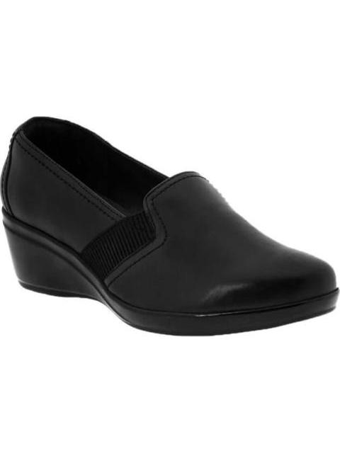 MOCASIN DE PIEL CUÑA NEGRO FLEXI