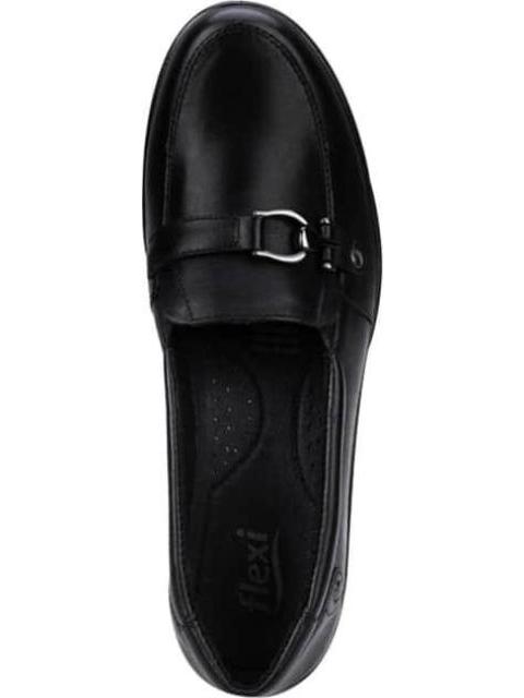 MOCASIN DE PIEL CON HERRAJE NEGRO FLEXI