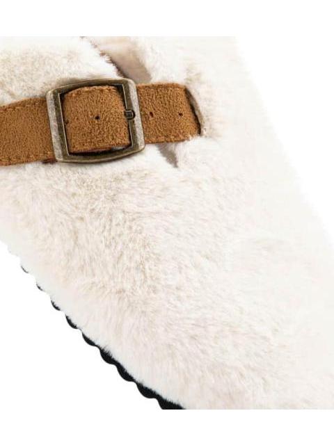 PANTUFLA PELUCHE CON HEBILLA BLANCO SHOSH