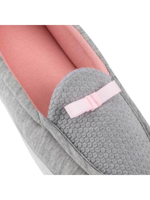 PANTUFLA CERRADA CON MOÑO GRIS SHOSH CONFORT
