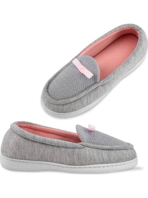 PANTUFLA CERRADA CON MOÑO GRIS SHOSH CONFORT