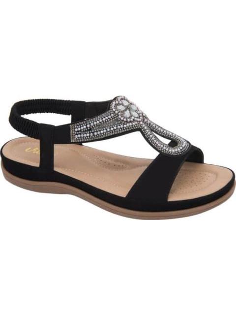 SANDALIA CONFORT CON BRILLOS NEGRO VI LINE