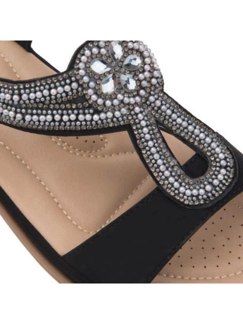 SANDALIA CONFORT CON BRILLOS NEGRO VI LINE