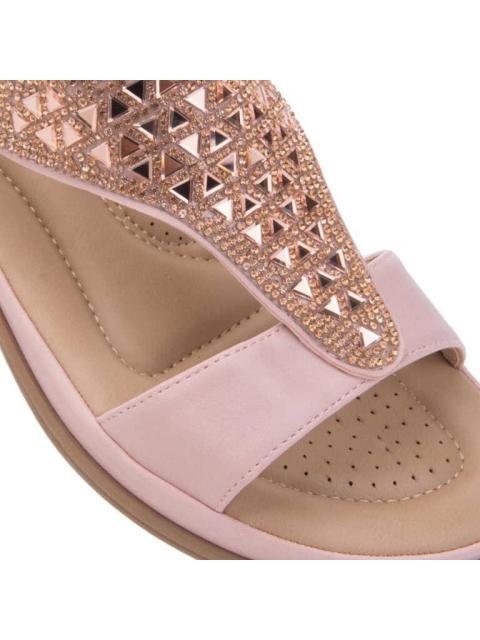 SANDALIA CONFORT CON BRILLOS ROSA VI LINE