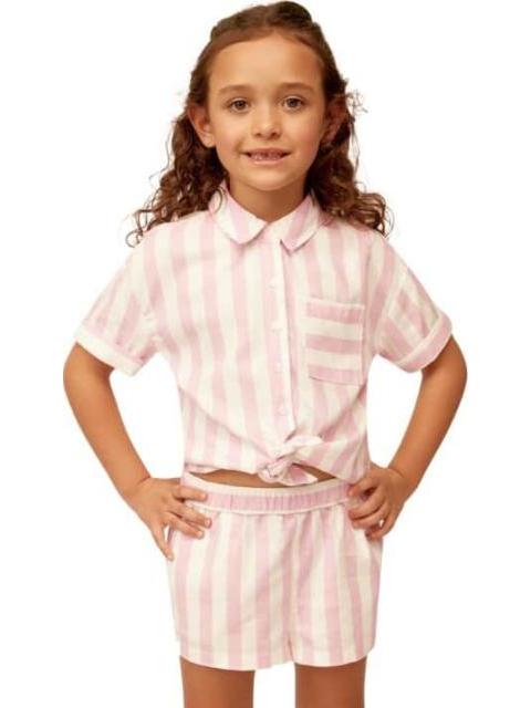 CONJUNTO DE LINO TOP Y SHORT ROSA HOLLY LAND KIDS