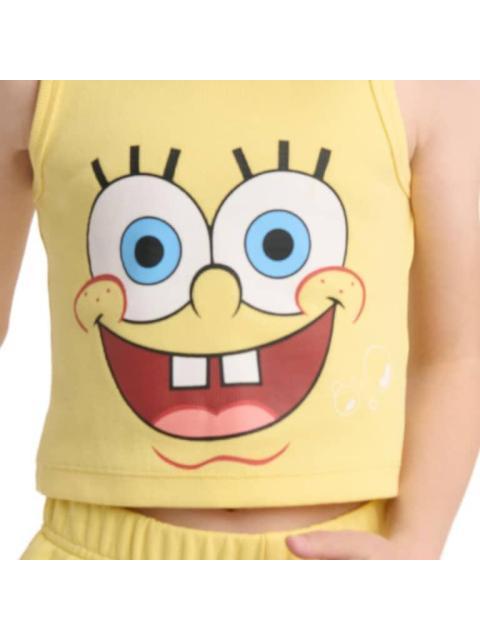 CONJUNTO TRAJE CONJUNTO 2 PZAS PLAYERA Y SHORT AMARILLO BOB ESPONJA